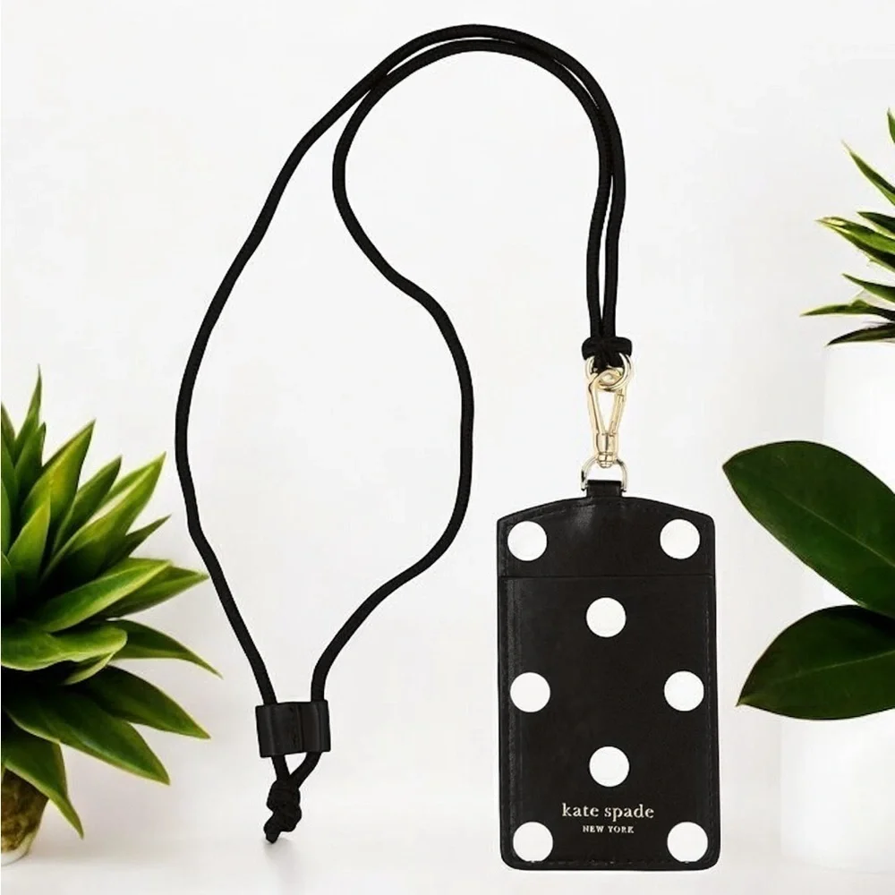 Kate Spade New York ID Badge Holder with Lanyard, Vegan Leather Slim Card Wallet